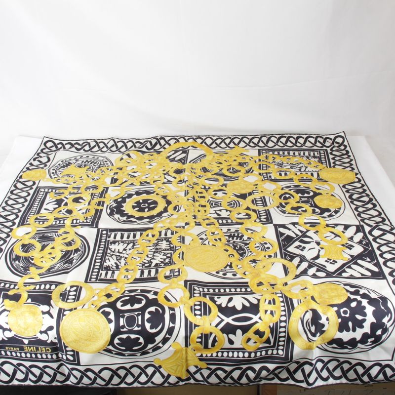 Celine Large Size 90 Chain Scarf Silk Women