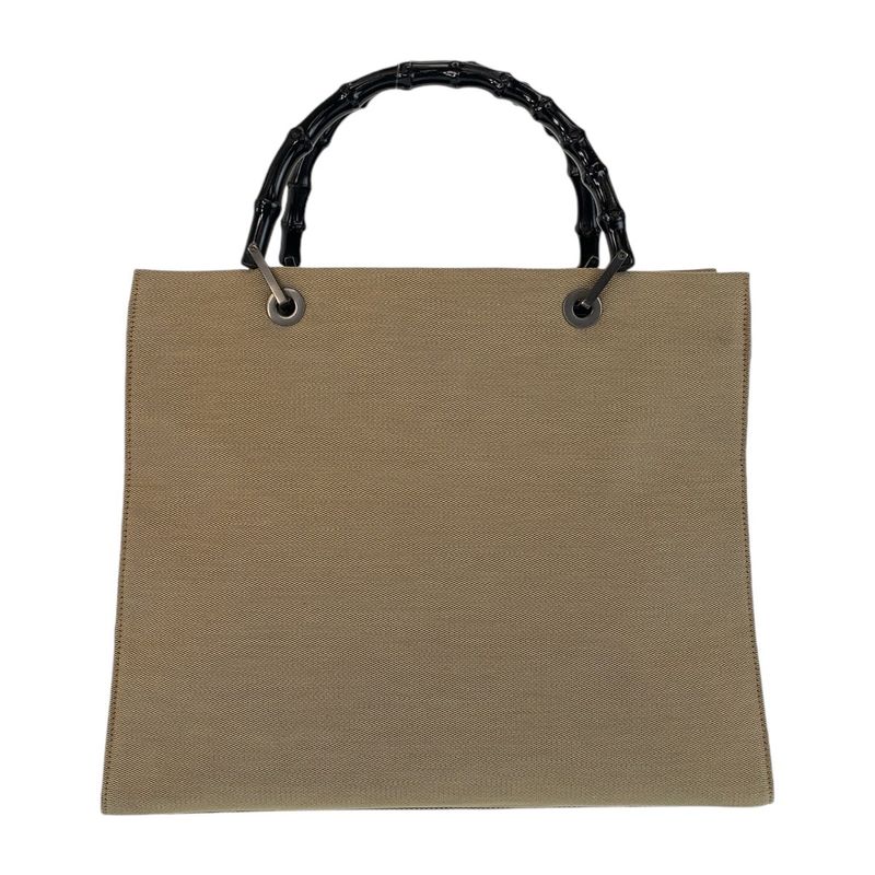 Gucci Bamboo Beige Gunmetal Hardware Canvas/bamboo 002 1010 Handbag Tote Bag