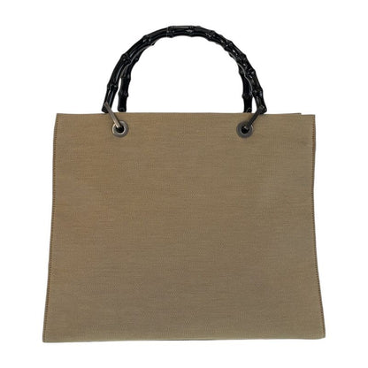Gucci Bamboo Beige Gunmetal Hardware Canvas/bamboo 002 1010 Handbag Tote Bag