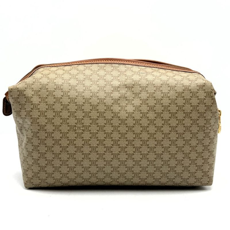 Celine Mc912 Pouch Clutch Bag Large Macadam Beige Brown Pvc/leather Women