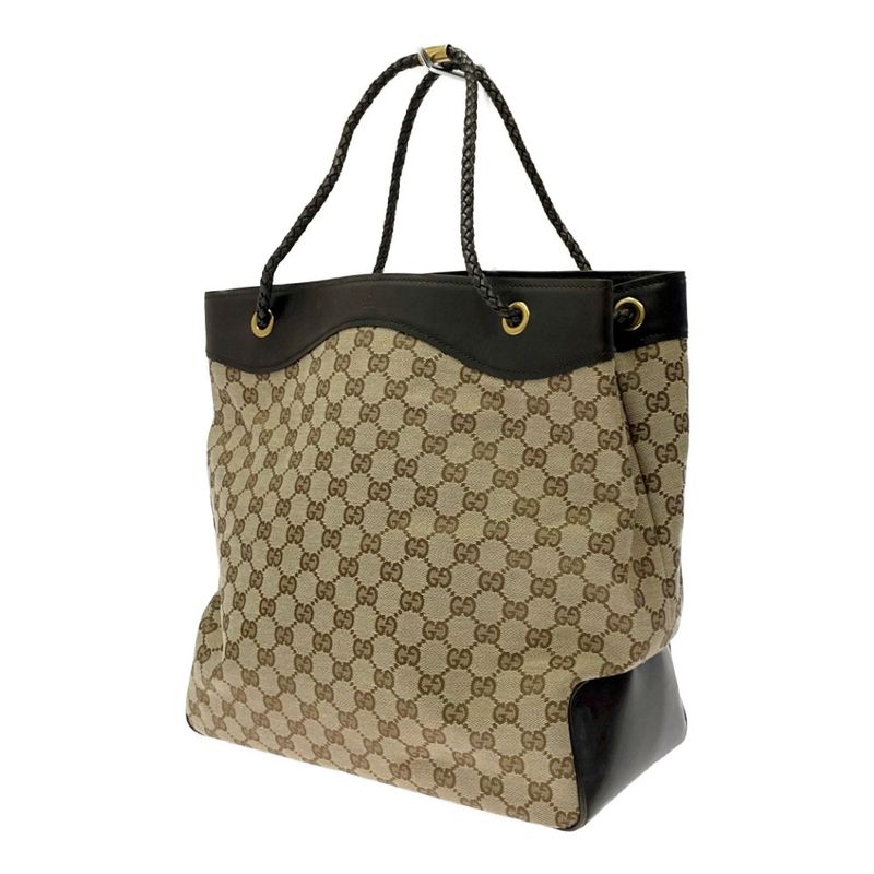 Gucci 109141 and 2123 GG Canvas Leather Shoulder Bag Brown 393403 Shoulder Bag