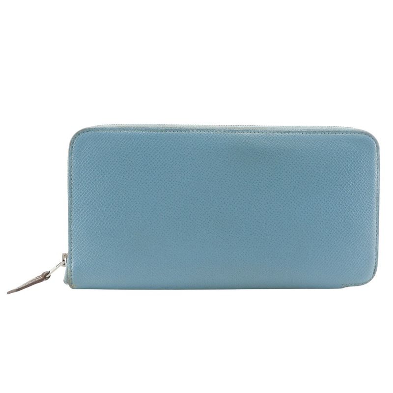 Hermes Azap Silk Inn Long Vaux Epson Blue Dunol Light Blue U Women's Long Wallet