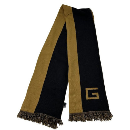 Gucci Scarf Shawl Wool Black Brown Logo Stylish Class Y Apparel