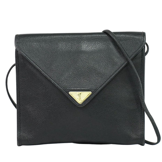Saint Laurent Yves YSL Leather Shoulder Bag Pochette Black