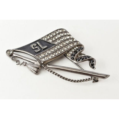 Saint Laurent Pin Brooch Badge With Rhinestone Flag — view 3