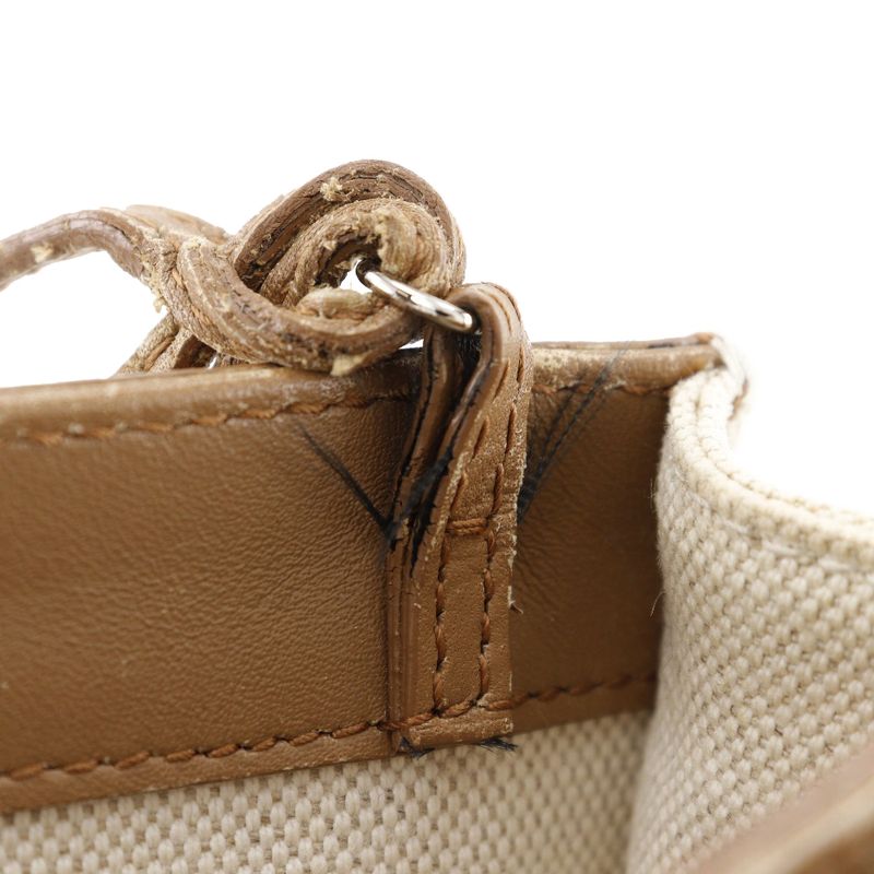 Balenciaga Navy Pochette 339937 Canvas And Leather Brown Women's Shoulder Bag