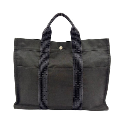 Hermes Her Line Canvas Gray Tote Silver