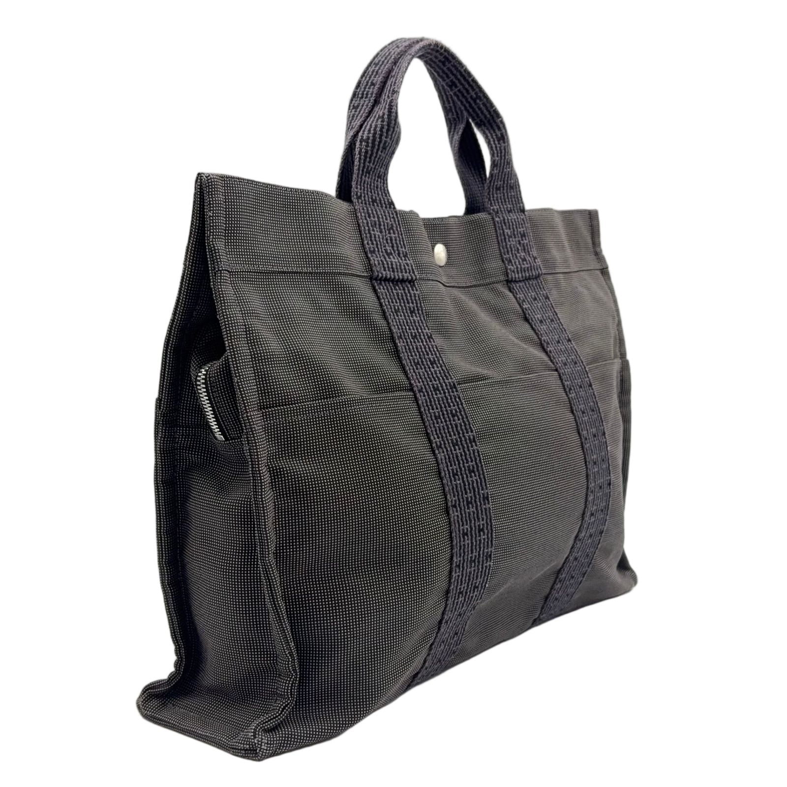 Hermes Her Line Canvas Gray Tote Silver — view 2