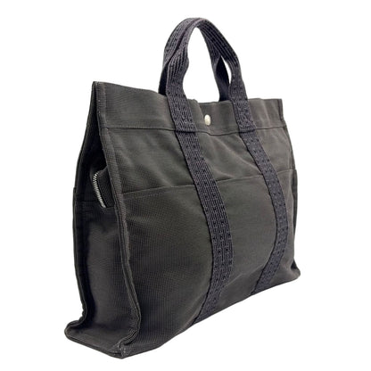 Hermes Her Line Canvas Gray Tote Silver — view 2