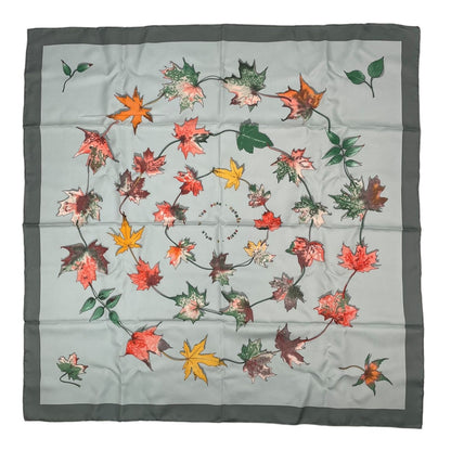 Hermes Carre 90 Scarf 100% Silk A Walk In The Park Maple Leaf Green Box — view 2