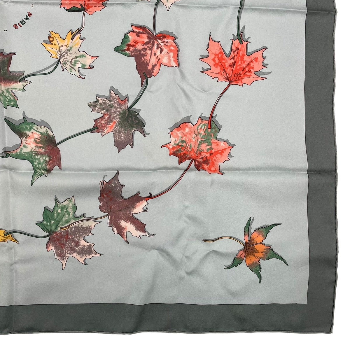 Hermes Carre 90 Scarf 100% Silk A Walk In The Park Maple Leaf Green Box — view 6