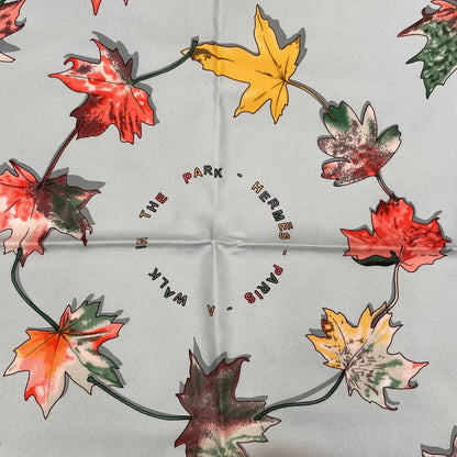 Hermes Carre 90 Scarf 100% Silk A Walk In The Park Maple Leaf Green Box — view 7