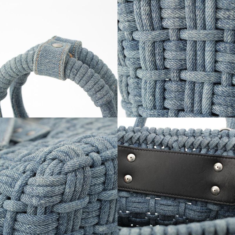 Balenciaga Bistro XS Denim Basket 2WAY Shoulder Handbag 671342 Indigo Blue