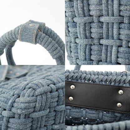 Balenciaga Bistro XS Denim Basket 2WAY Shoulder Handbag 671342 Indigo Blue