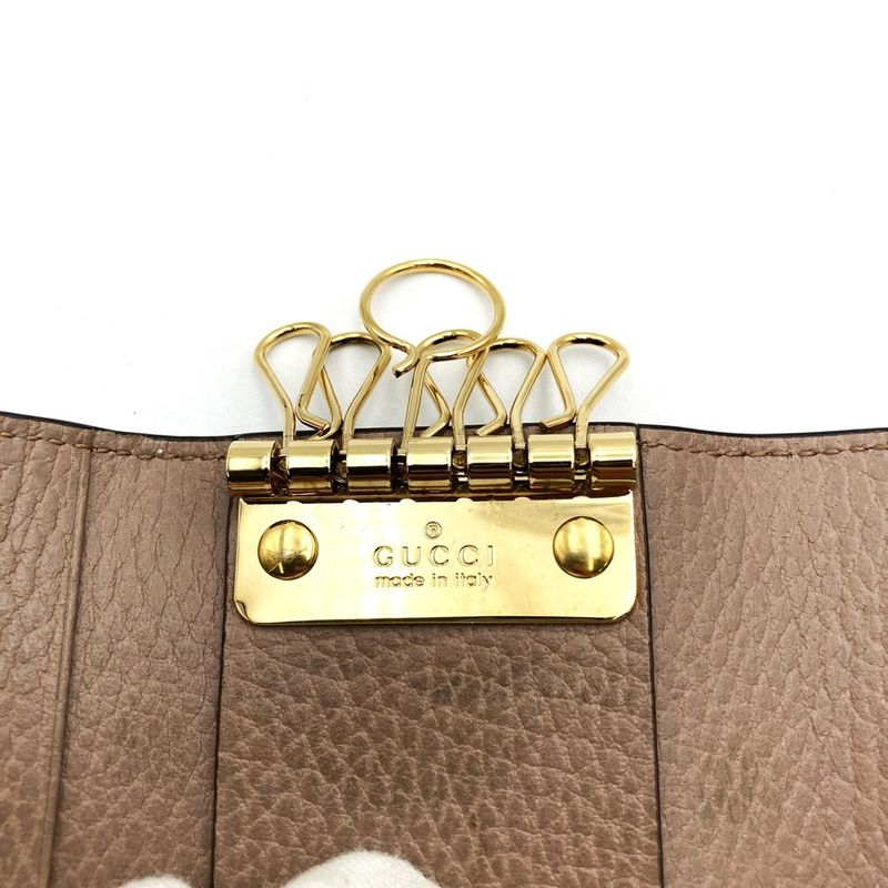 Gucci 456118 Key Case With Box GG Marmont 6-stack Beige Brown Salmon Pink GG