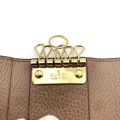 Gucci 456118 Key Case With Box GG Marmont 6-stack Beige Brown Salmon Pink GG