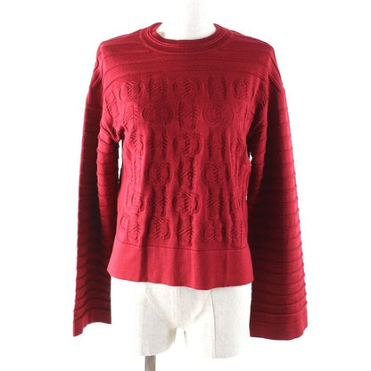 Hermes 23 AW 3 E2614 D3 Silk-blend Chaine D'ancre Wide Sleeve Knit Red 34