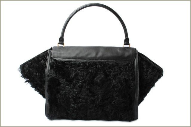 Celine Handbag Shoulder Bag Celine Trapeze Wool Leather Black Gold Hardware