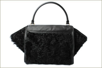 Celine Handbag Shoulder Bag Celine Trapeze Wool Leather Black Gold Hardware