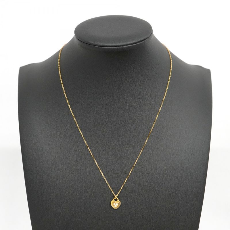 Tiffany & Co Necklace Heart Lock 3PD 18K Pink Gold Pink Gold With Diamonds