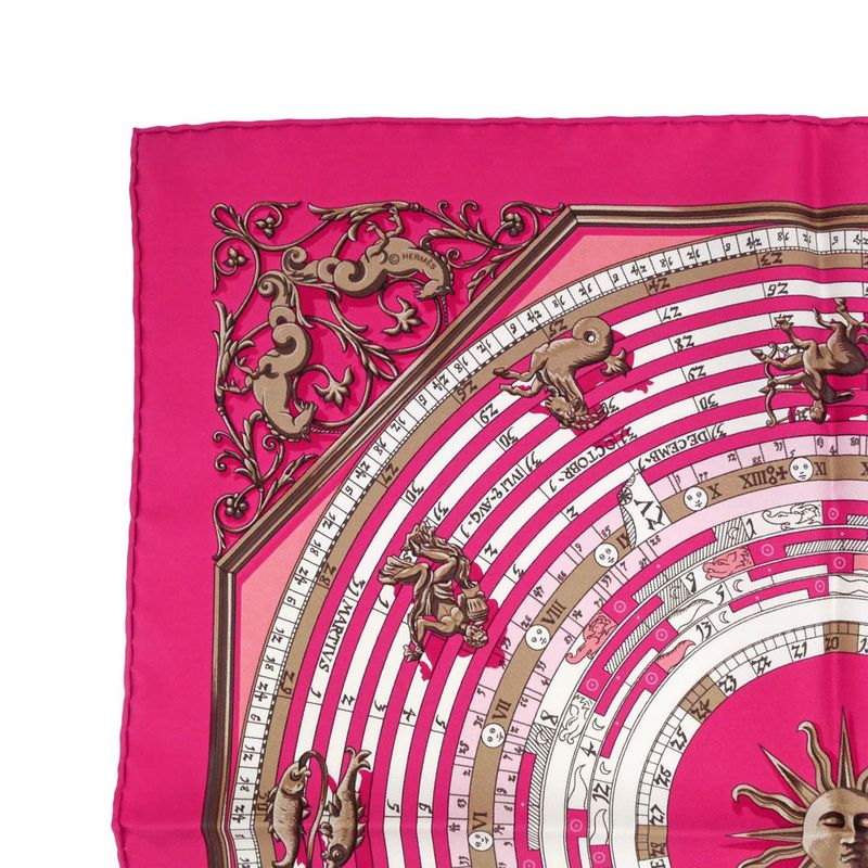 Hermes Carre 45 Scarf Astrology Petit Carre DIES ET HOPE Silk Pink