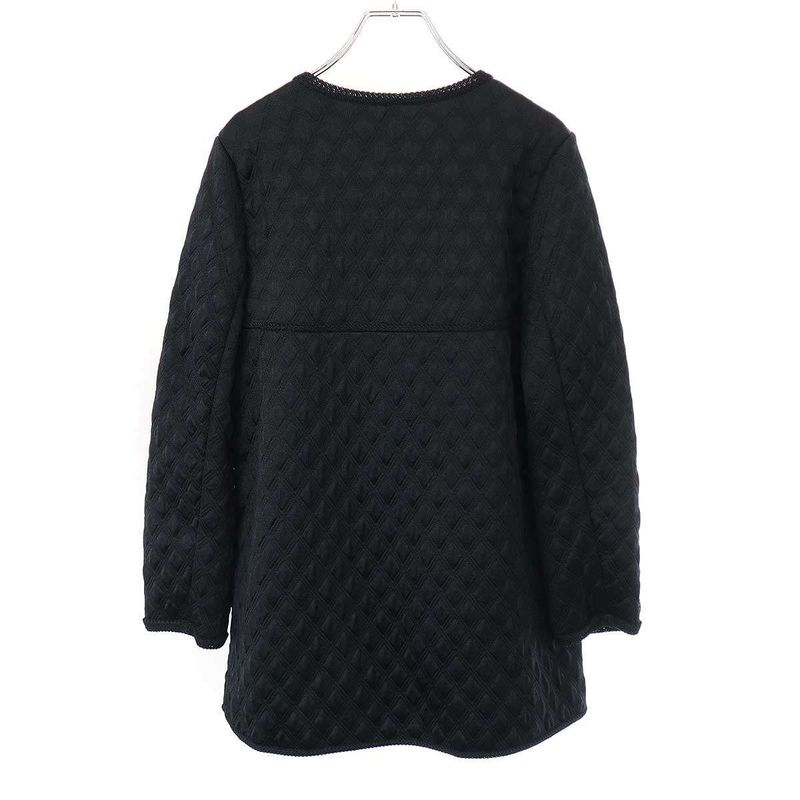 Chanel Silk Quilted No Collar Cardigan Jacket P57087k07441 Black 42