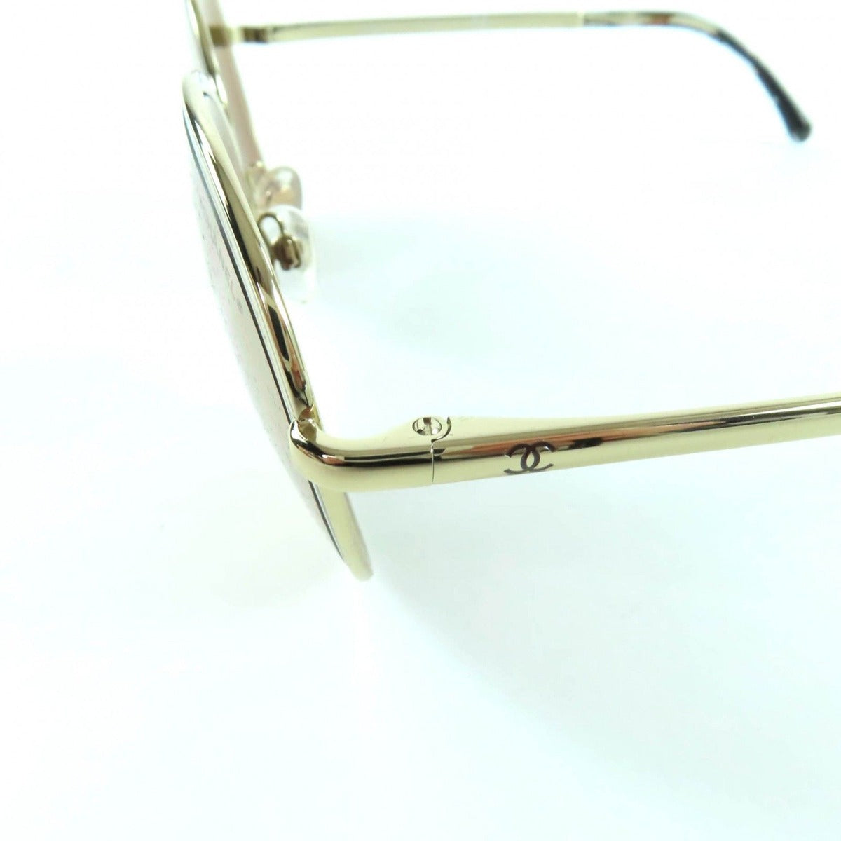 Chanel CC Logo Boston Mirror Lens Sunglasses Gold Marble 55 18 140 — view 8