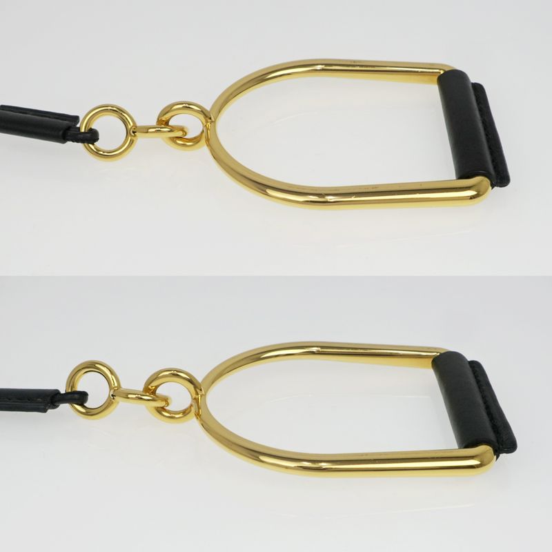 Hermes Esquettle Etrier GM Necklace Pendant Black Gold Hardware