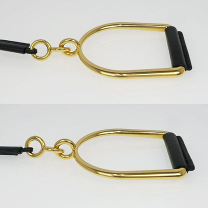 Hermes Esquettle Etrier GM Necklace Pendant Black Gold Hardware