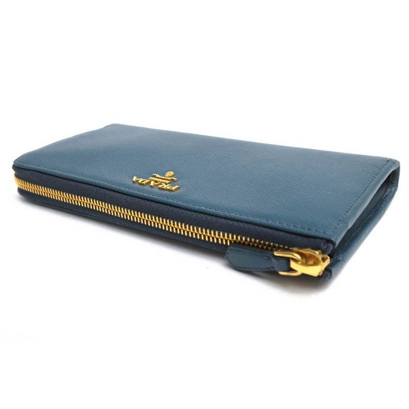 Prada Long Wallet Men Leather Light Blue 1 M1183 — view 4