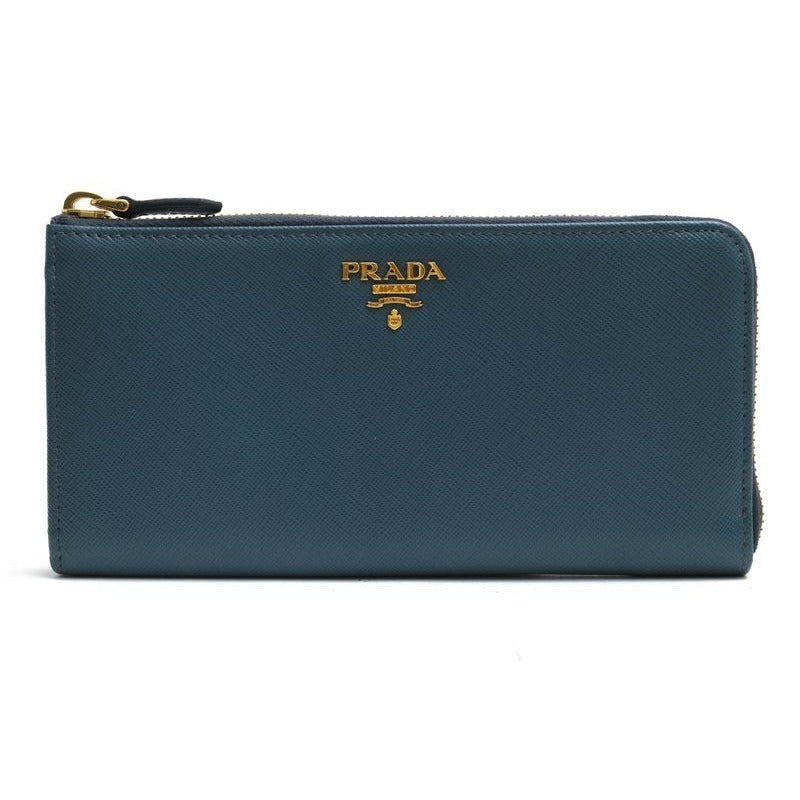Prada Long Wallet Men Leather Light Blue 1 M1183