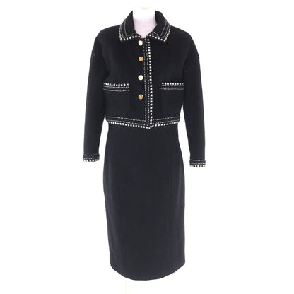 Chanel Vintage Lining Silk Coco Button Gold Wool Cropped