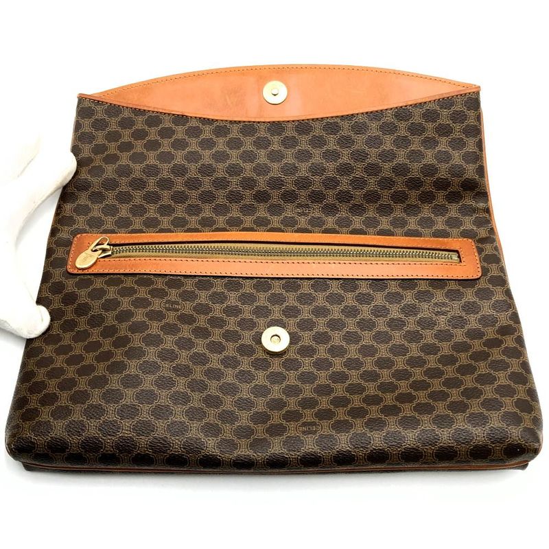 Celine DM91 Clutch Bag Second Bag Pouch Macadam PVC Leather Brown Ladies Men