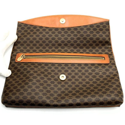 Celine DM91 Clutch Bag Second Bag Pouch Macadam PVC Leather Brown Ladies Men
