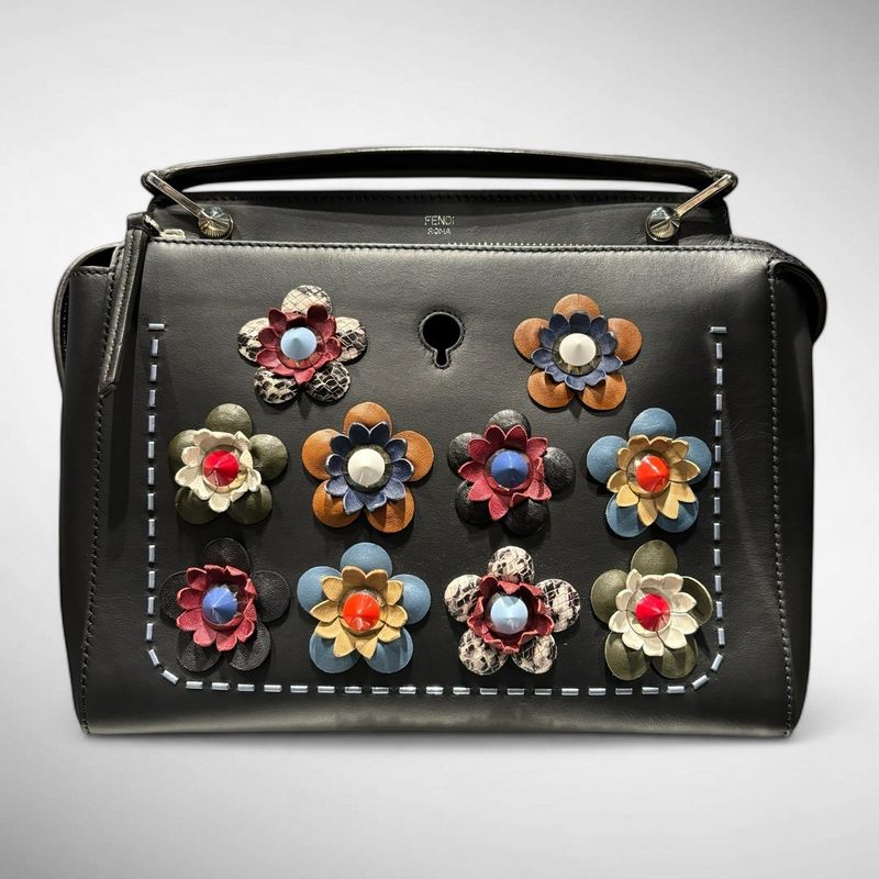 Fendi Dotcom Flower 2wayleather Bag Women Black -