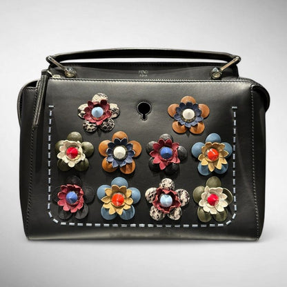 Fendi Dotcom Flower 2wayleather Bag Women Black -
