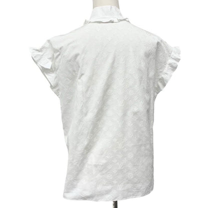 Louis Vuitton Top Cotton White Gold Shirt Blouse Monogram Short Sleeve