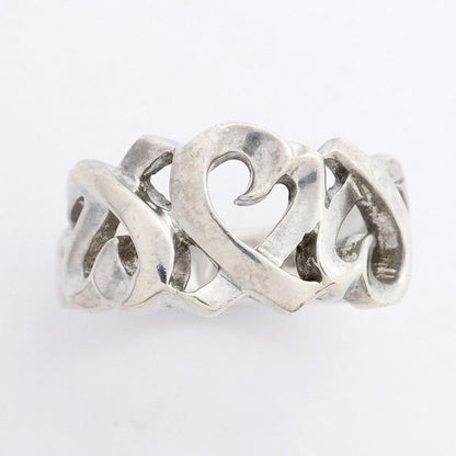 Tiffany & Co Ring Triple Rubbing Heart Silver 925 Size 7 Ladies
