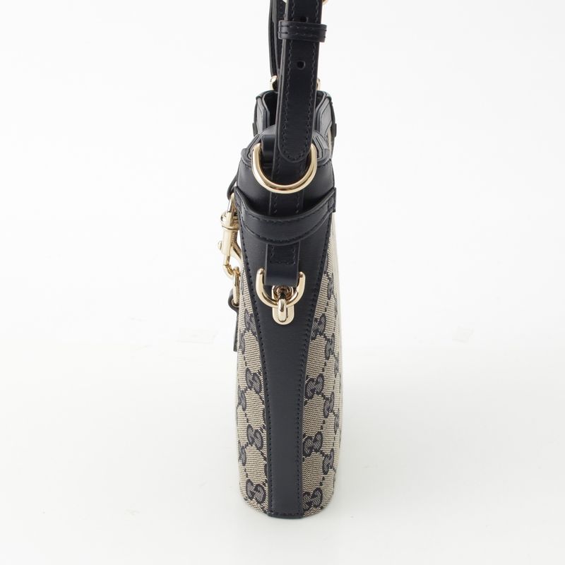 Gucci Canvas And Leather Original GG Mini Bucket Shoulder Bag 782919 Navy