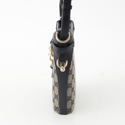 Gucci Canvas And Leather Original GG Mini Bucket Shoulder Bag 782919 Navy