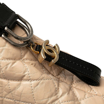 Chanel Gabrielle Coco Mark Handbag Shoulder Bag 2WAY Beige Black Lambskin Women