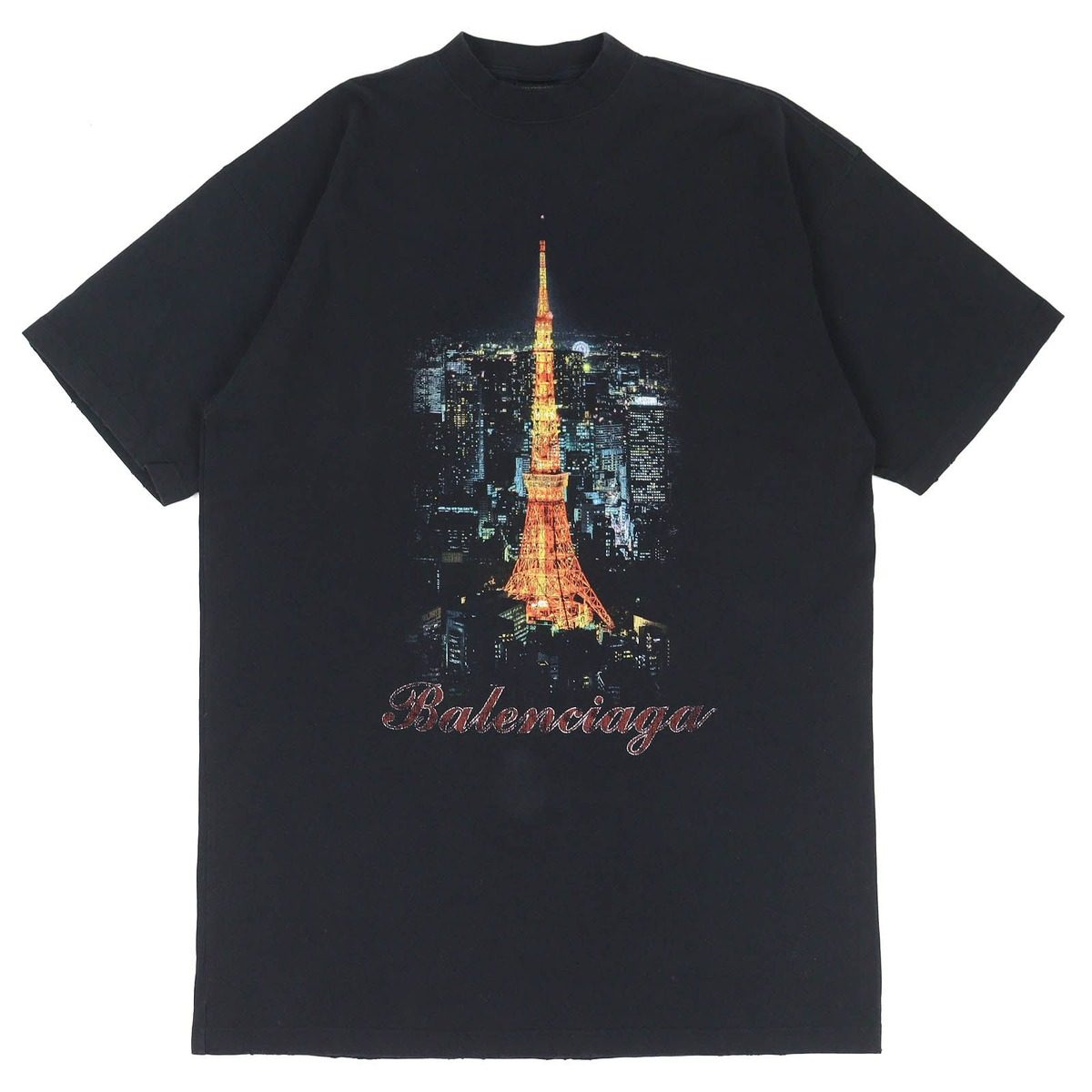 Balenciaga Cotton Ginza Store Opening Commemoration Tokyo Tower Print Distressed