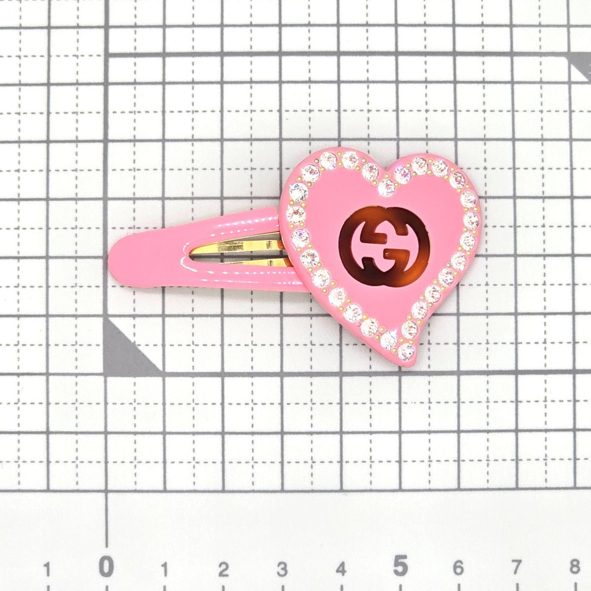 Gucci Interlocking Heart Hair Clip Width Resin Pink — view 7