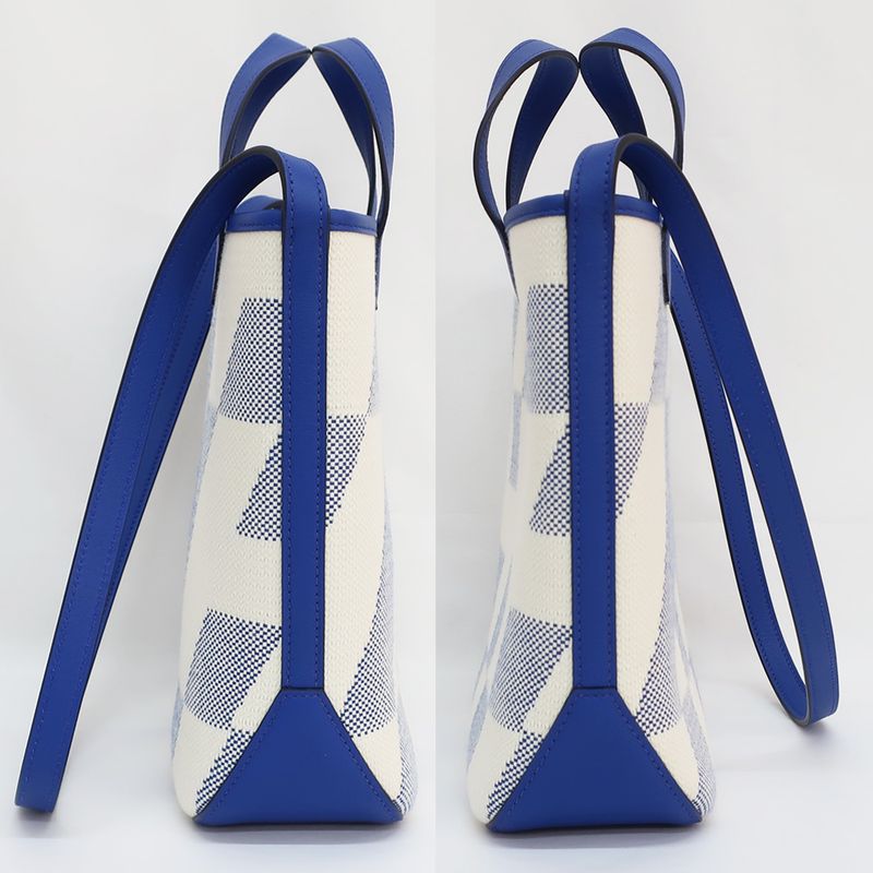 Hermes Ambie PM Handbag Shoulder Bag 2WAY Blue-white U Stamp Canvas