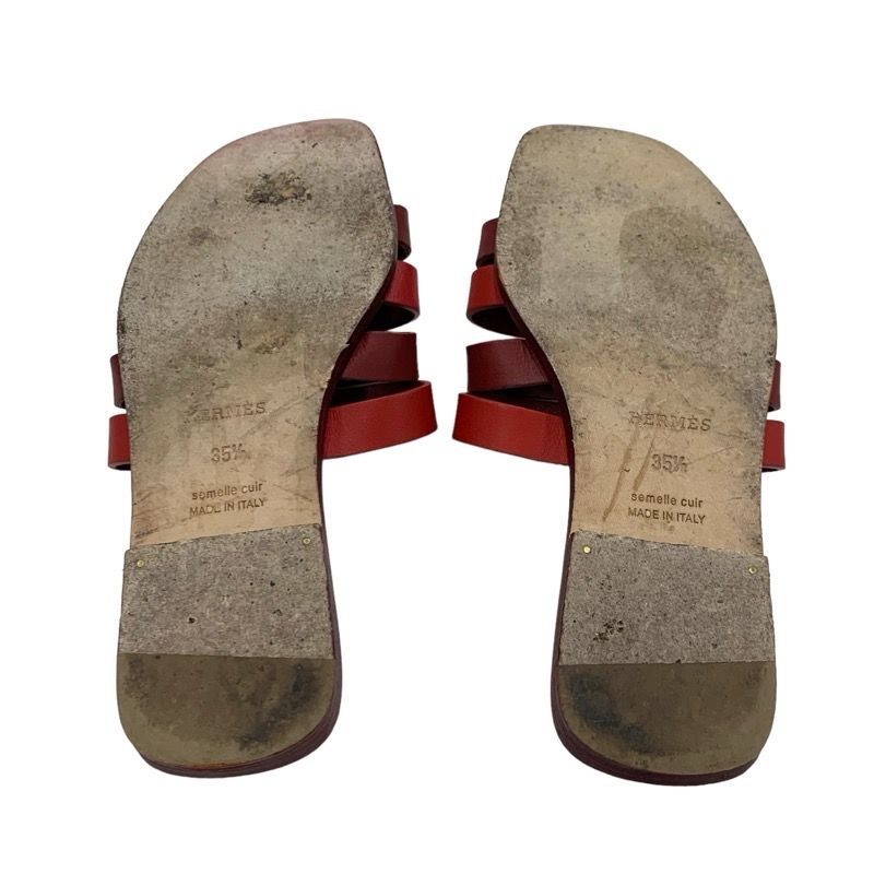 Hermes Amica Sandals Shoes Leather Wine Red Flat Sandals Mules