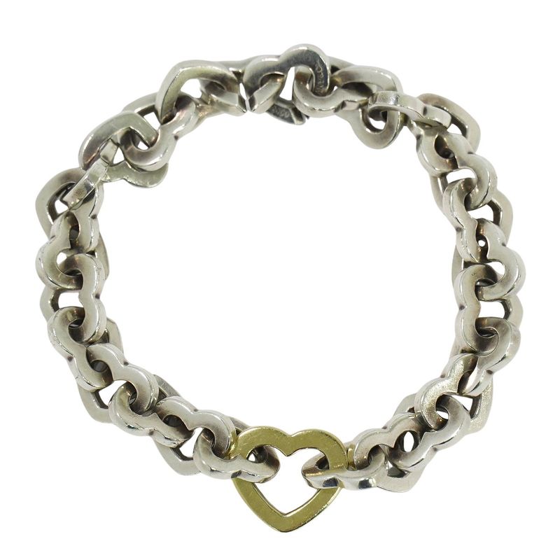 Authentic Tiffany & Co Tiffany & Co Heart Link 925 750 YG Bracelet Bangle