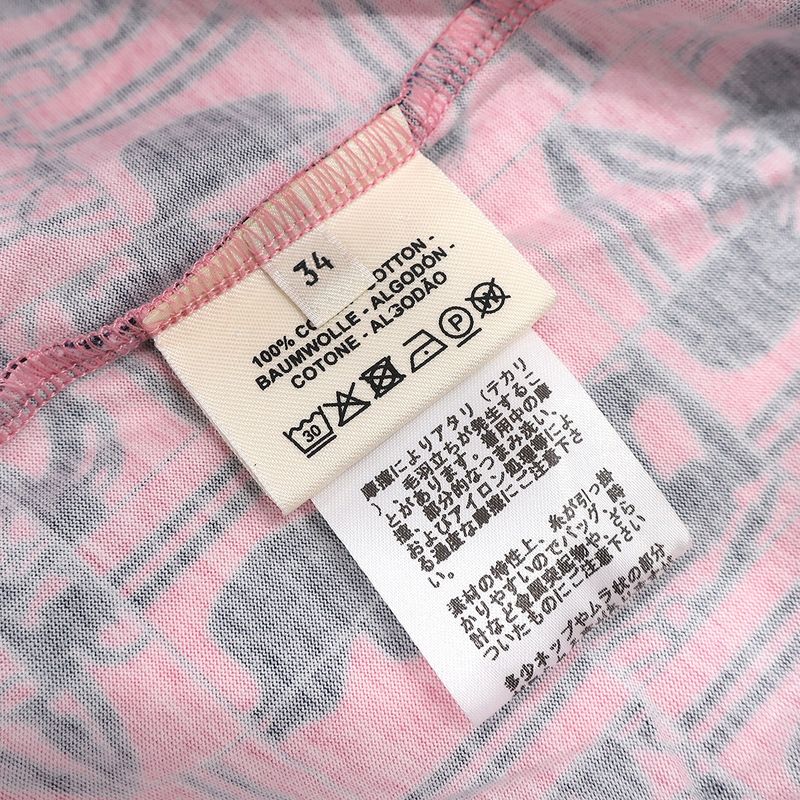 Hermes Short Sleeve T-Shirt Total Cotton Pink and Navy 34 Navy Blue [brides de