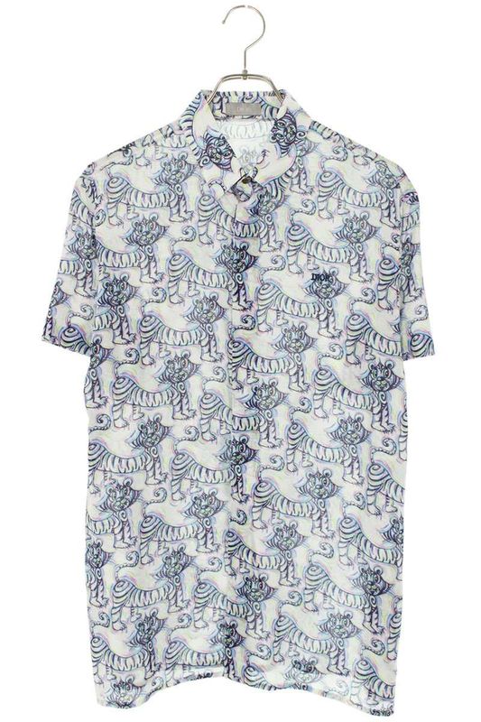 Dior 193c545b5252 × Kenny Scharf All Over Logo Embroidered Short Sleeve Shirt