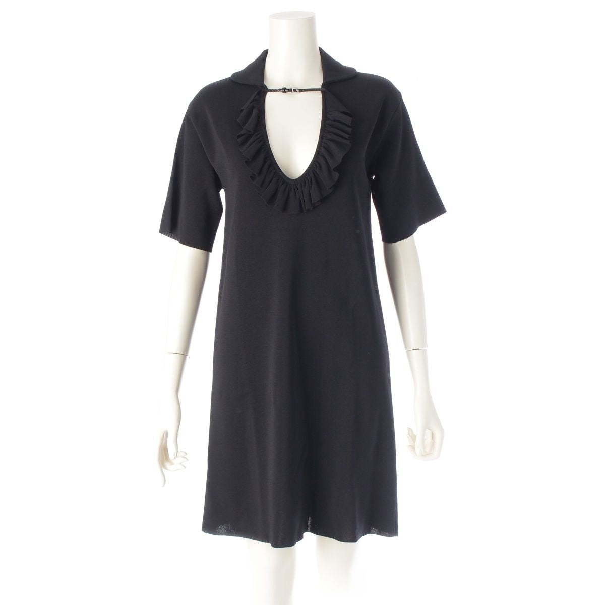 Gucci Ruffle Short Sleeve Dress Black XS