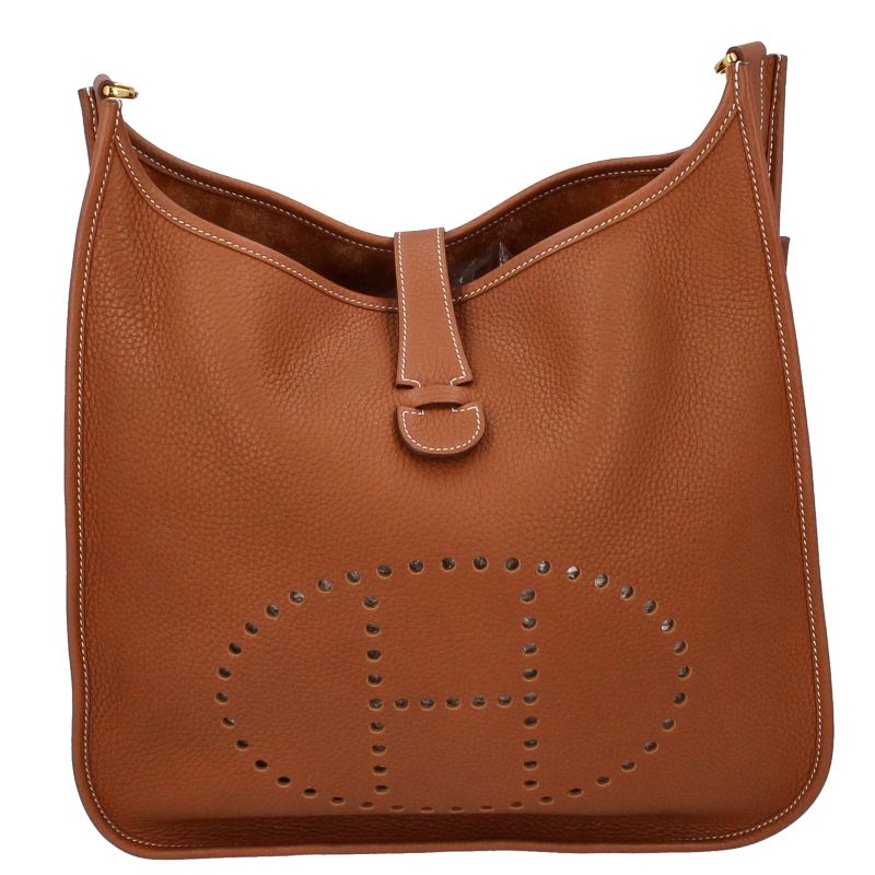 Hermes Evelyn 3 GM Taurillon Clemence Women's Shoulder Bag Gold Excellent